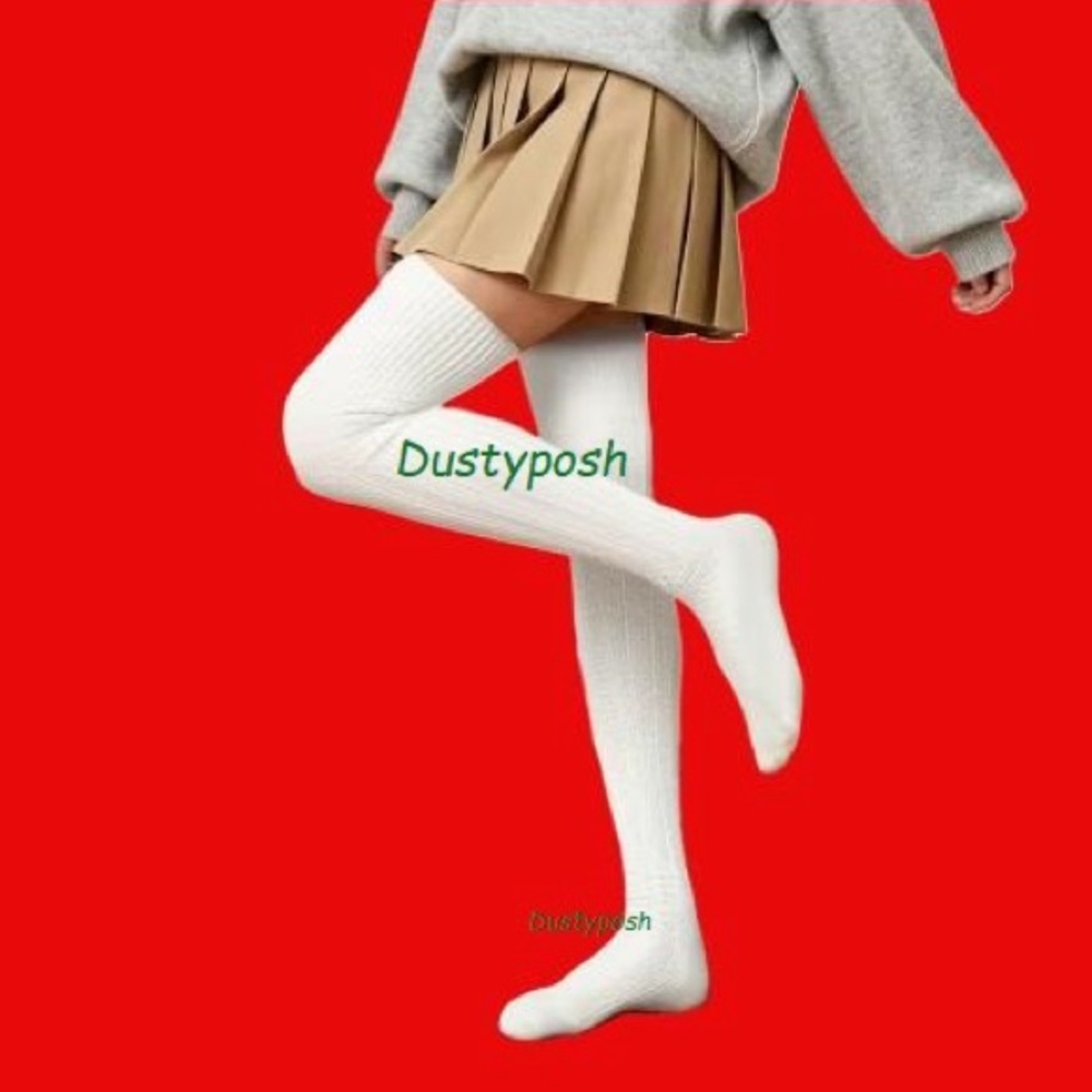 Knit Thigh High Over The Knee Socks Boot Cozy Cosplay Y2K Kawaii School Bedroom